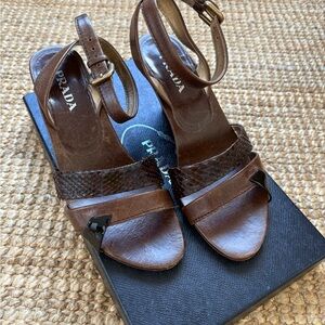 Prada Brown Leather Women's Sandals